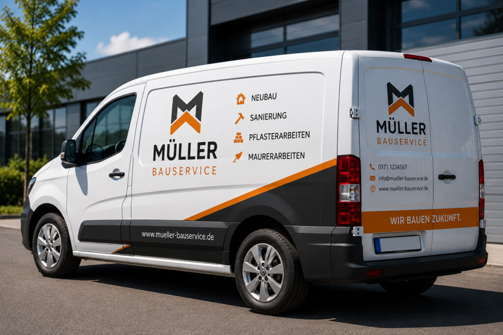 Professionelle Fahrzeugbeschriftung für Firmenfahrzeuge und Transporter in Alsbach – individuelle Folienbeschriftung von FotoPlus & Baez Design