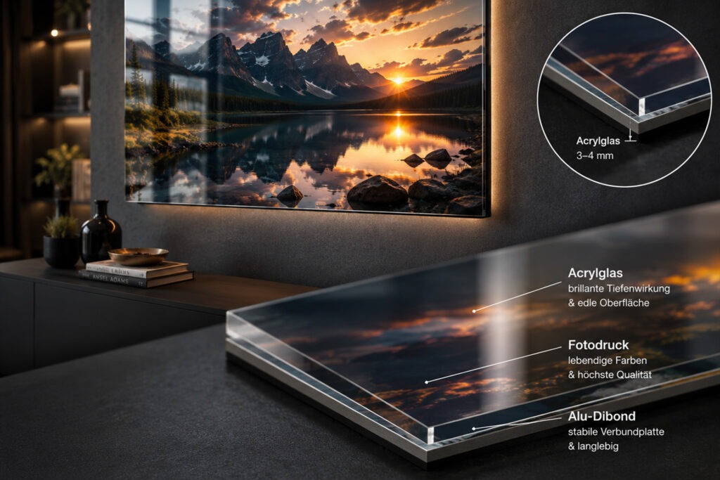 Hochwertiger Gallery Print mit Acrylglas und Alu-Dibond für brillante Farben und starke Tiefenwirkung bei FotoPlus Alsbach.