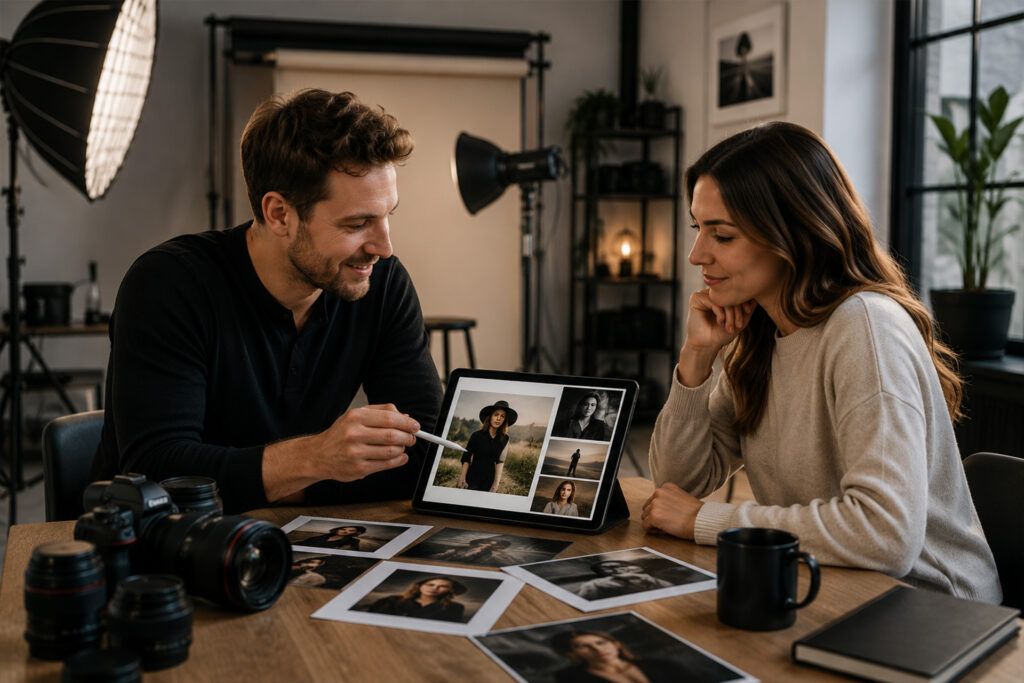 Persönliche Beratung und Planung eines individuellen Fotoshootings im Fotostudio von FotoPlus Alsbach.