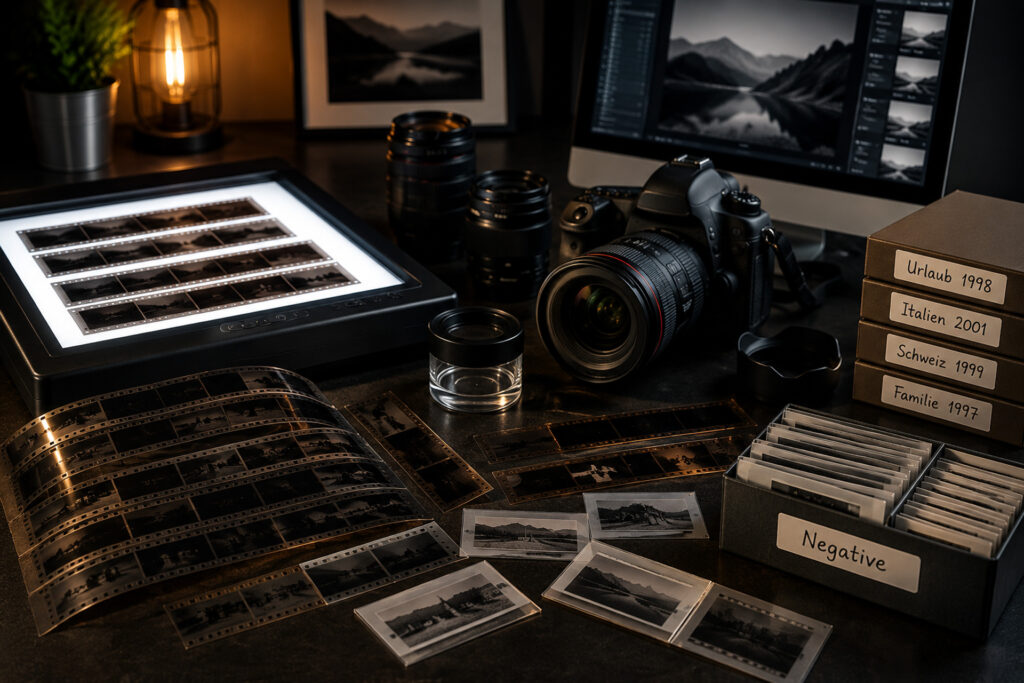 Digitalisierung von Filmnegativen und Negativstreifen bei FotoPlus in Alsbach.