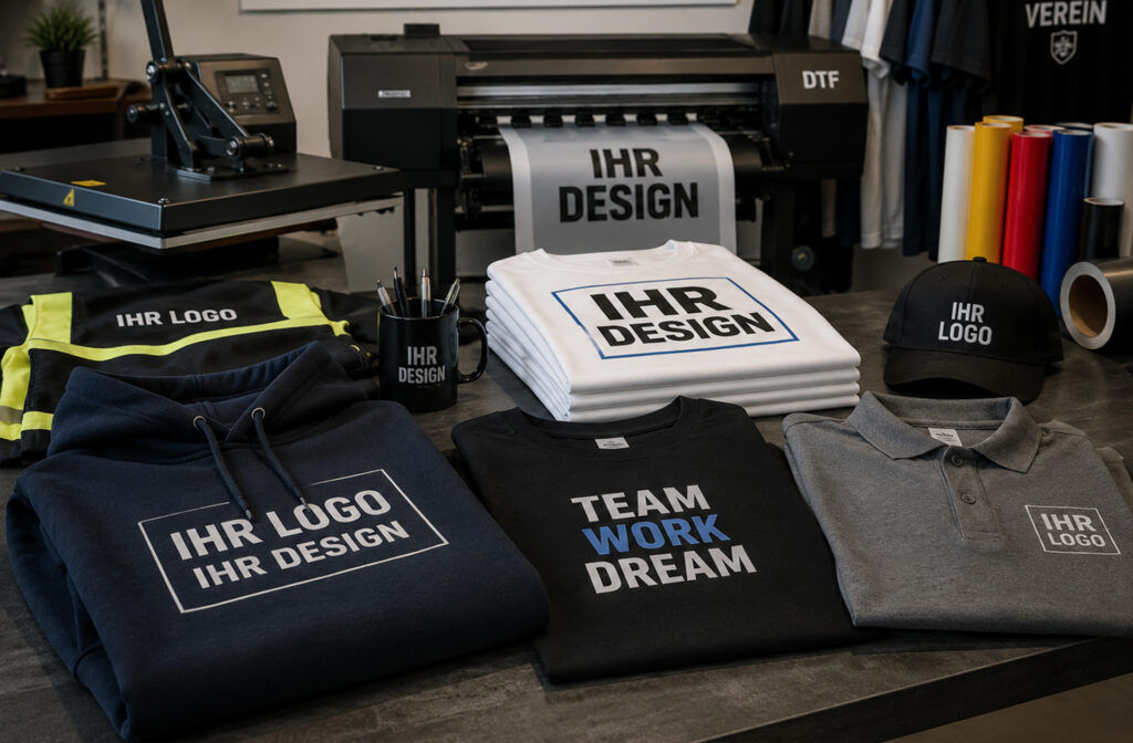 Professioneller Textildruck mit T-Shirts, Hoodies, Arbeitskleidung und Vereinskleidung bei Baez Design in Alsbach.
